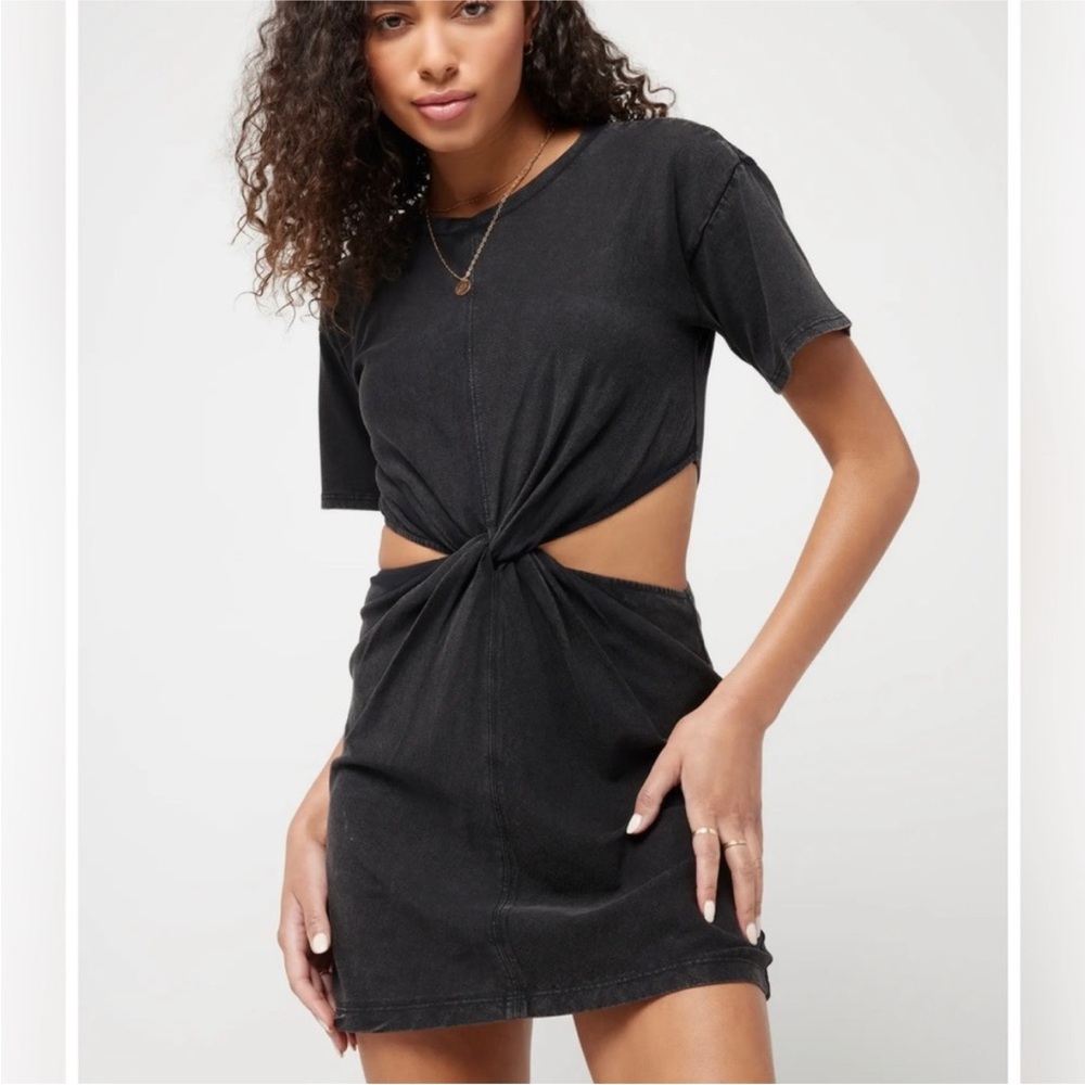 Black twist front cutout dress